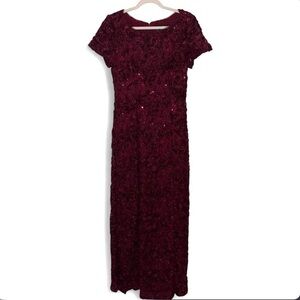 Alex Evenings Burgundy Formal Maxi Dress